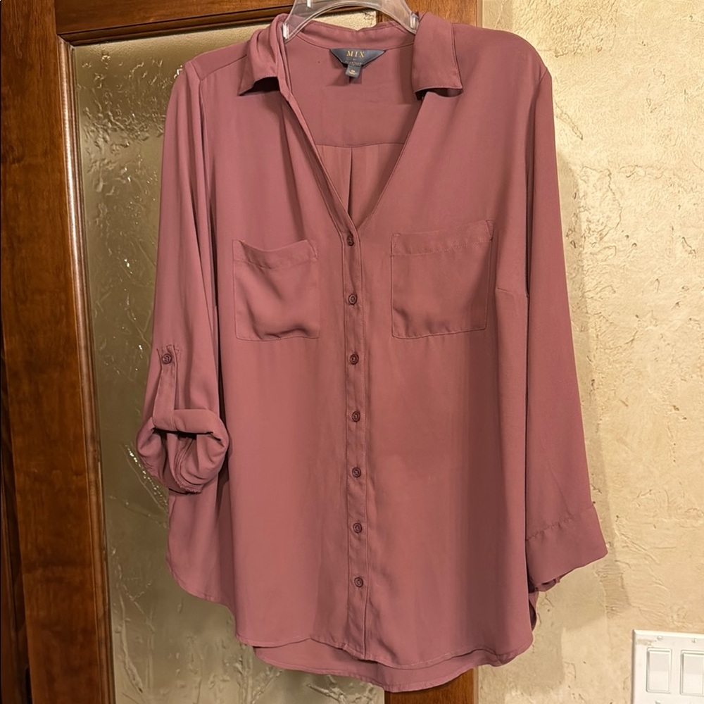 MIXIT Women's Pink Button-Up Blouse